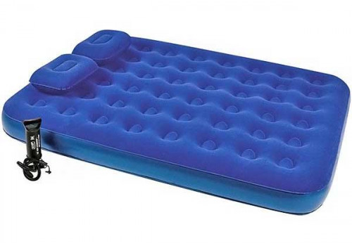 67374 Bestway Надувной матрас Flocked Air Bed With Air Pump(Queen) 203х152х22 см с ручным насосом и 2 подушками
