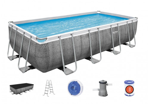 Bestway 56996 Прямоугольный каркасный бассейн 488х244х122см +фильтр-насос, лестница, тент